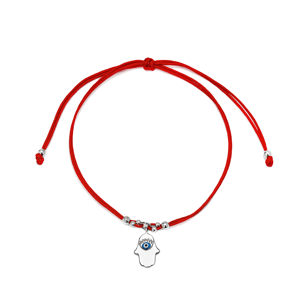 Red String Hamsa Design Handmade Adjustable Turkish Wholesale Silver Knitting Bracelet