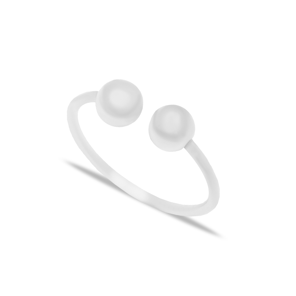 Double Plain Ball Design Adjustable Woman Ring Turkish Handmade 925 Sterling Silver Jewelry