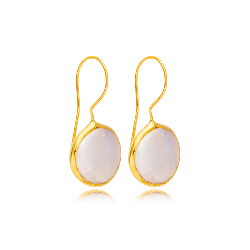 Round Shape Pearl Design Dainty 22k Gold Plated Vintage Earrings Handmade Wholesale 925 Sterling Jewelry