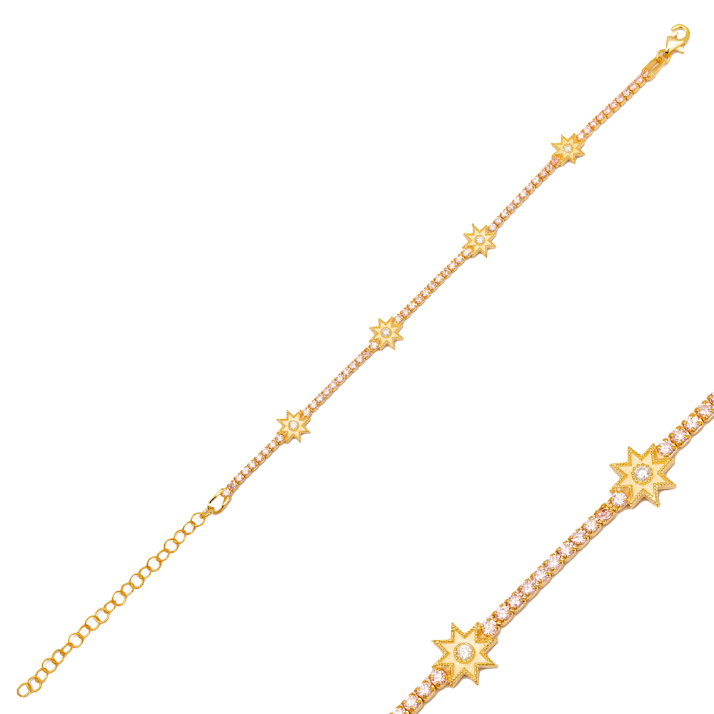 Unique Star Design Shiny Zircon Stone Tennis Bracelet For Woman 925 Sterling Silver Jewelry