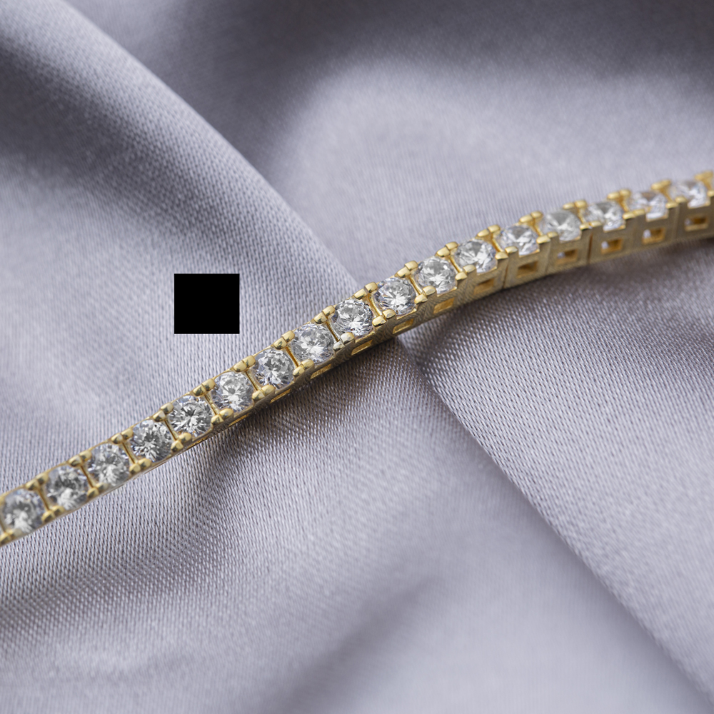 2.5 mm Square Zircon Stone Dainty Tennis Bracelet Turkish 925 Sterling Silver Jewelry
