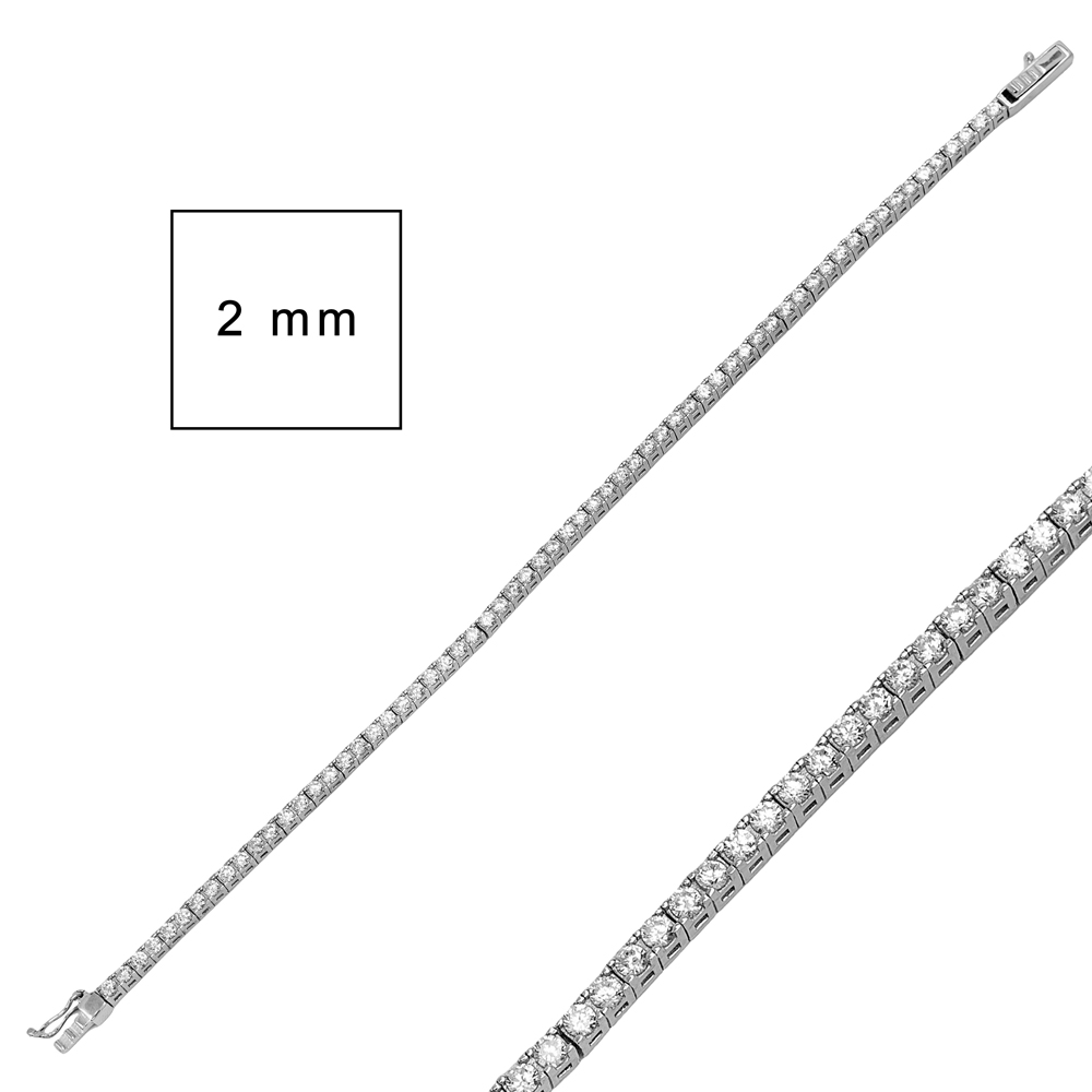 2 mm Square Zircon Stone Dainty Tennis Bracelet Turkish 925 Sterling Silver Jewelry