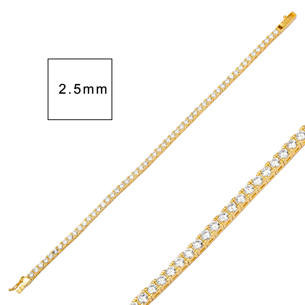 2.5 mm Square Zircon Stone Dainty Tennis Bracelet Turkish 925 Sterling Silver Jewelry