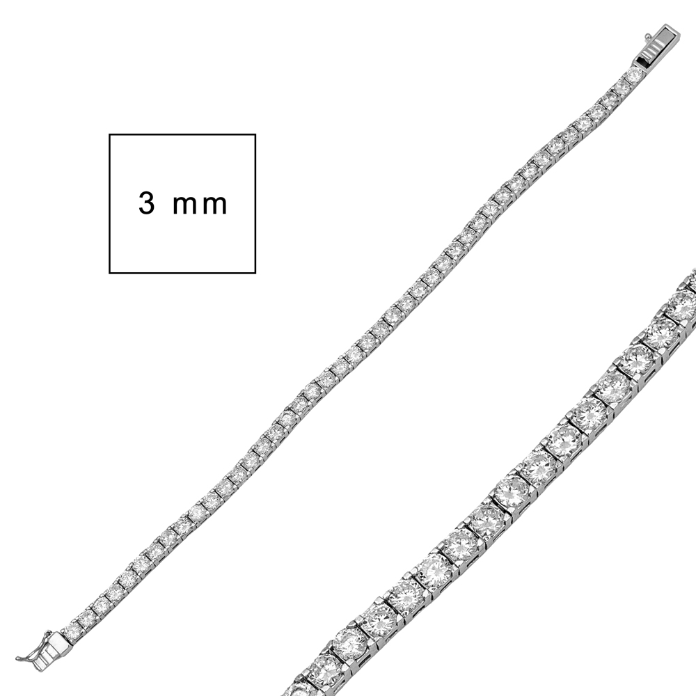 3 mm Square Zircon Stone Dainty Tennis Bracelet Turkish 925 Sterling Silver Jewelry