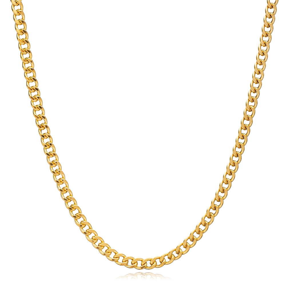 Gourment Gold Plated Chain Necklace 925 Silver Jewelry