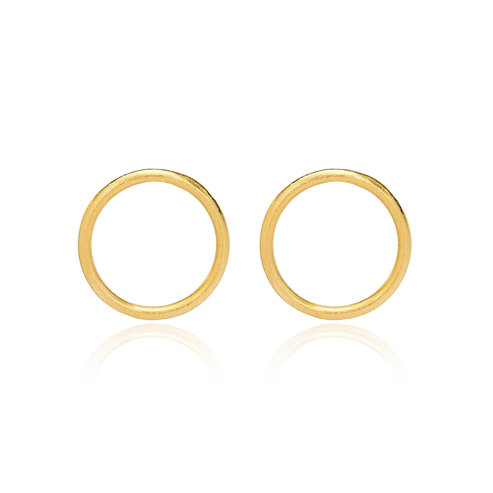 22K Gold Plated Silver Minimalistic Hollow Design Vintage Stud Earrings Handcrafted Wholesale 925 Sterling Silver Jewelry