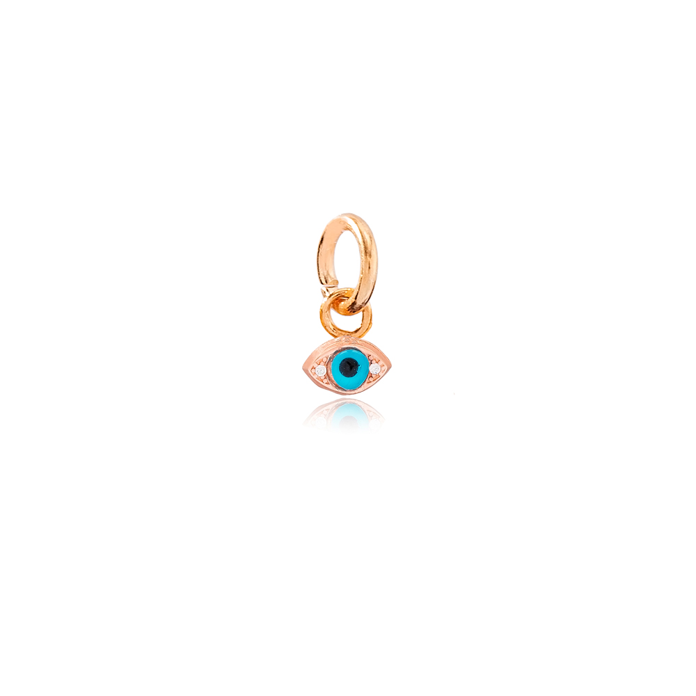 Turkish Evil Eye Design Minimalist Charm Turkish Handcrafted Wholesale 925 Sterling Silver Jewelry