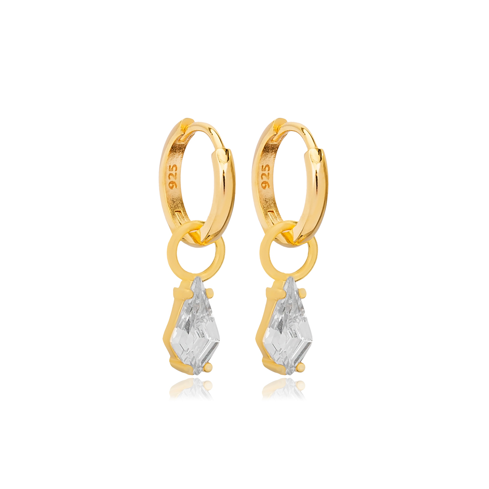 Minimalist Marquise Cut Zircon Stone Dangle Earrings Turkish Handcrafted Wholesale 925 Sterling Silver Jewelry