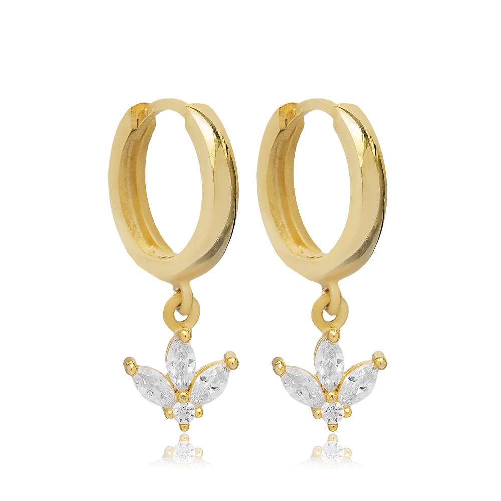 Elegant Marquise Cut Clear Cubic Zircon Stone Earrings Women Turkish Wholesale Silver Jewelry