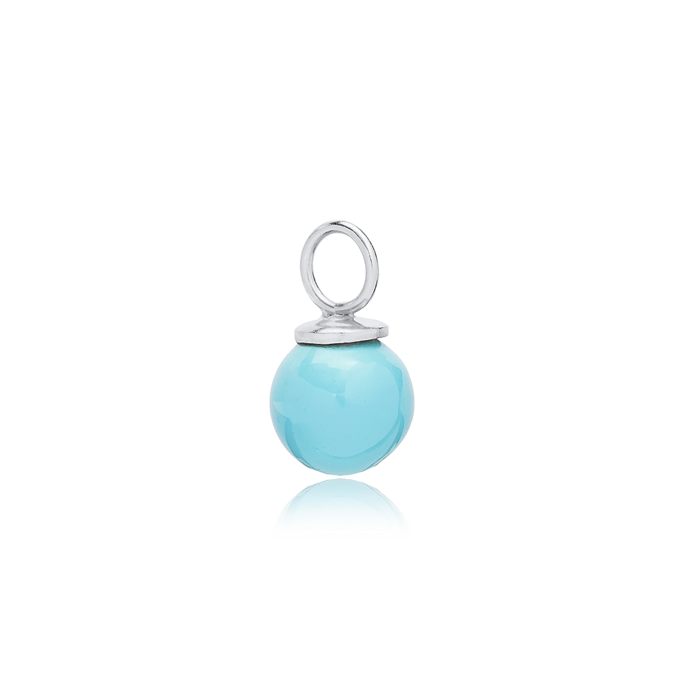 Ø5.8 mm Hole Blue Mallorca Pearl Charm Turkish Handcrafted Wholesale 925 Silver Sterling Jewelry