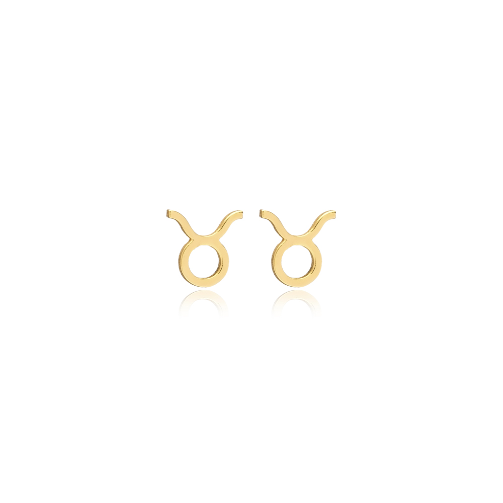 Taurus Zodiac Stud Earrings 925 Sterling Silver Jewelry