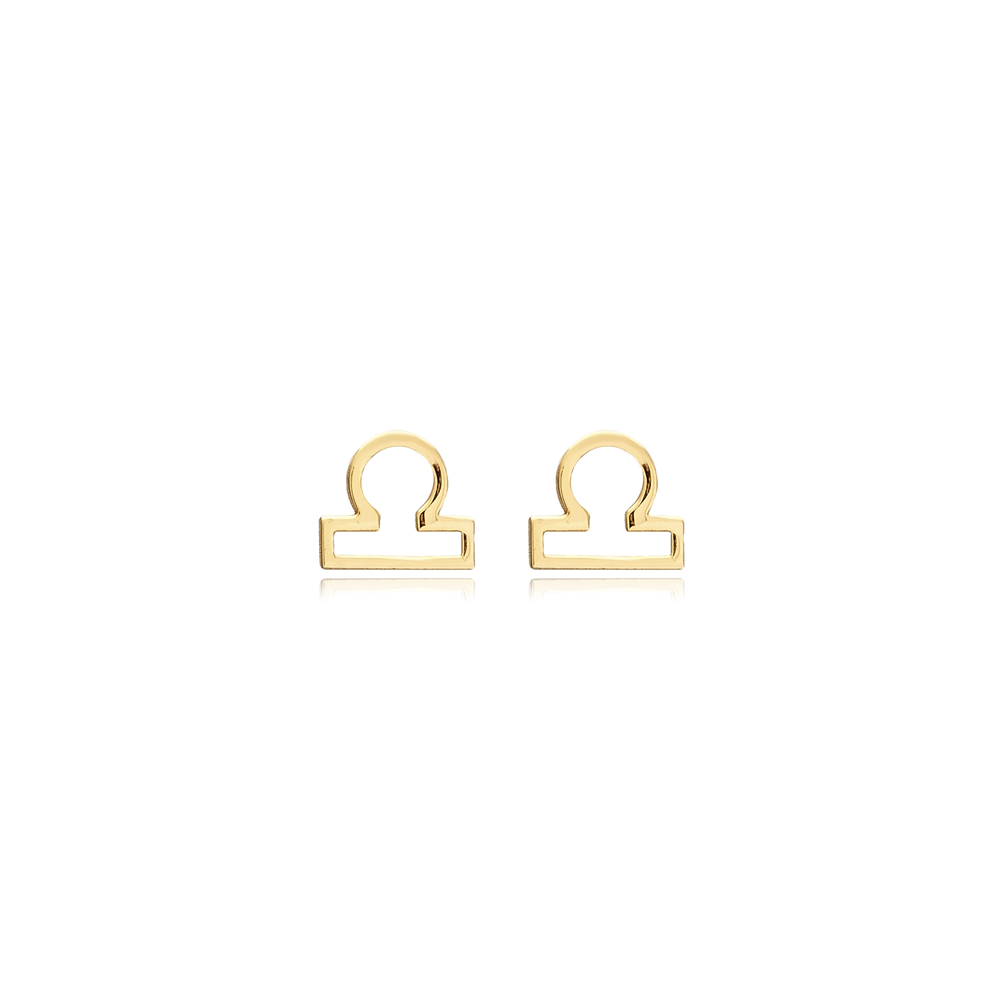 Libra Zodiac Tiny Plain Stud Earrings Popular 925 Sterling Silver Jewelry Turkish Handcrafted Wholesale