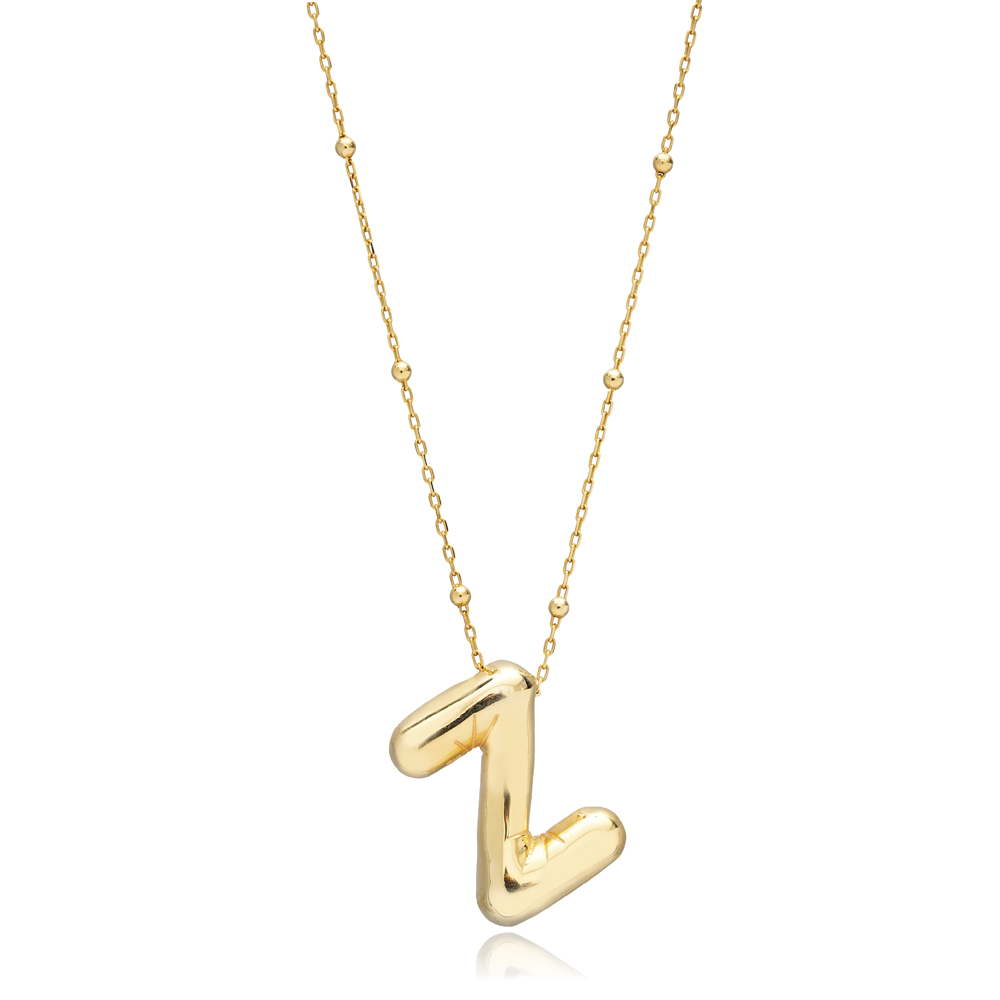 Balloon Design Z Letter Charm Necklace Turkish Handmade Wholesale 925 Sterling Silver Jewelry