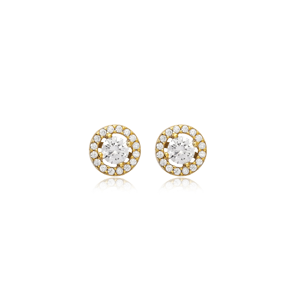 Clear CZ Tiny Round Handcrafted 925 Silver Stud Earrings