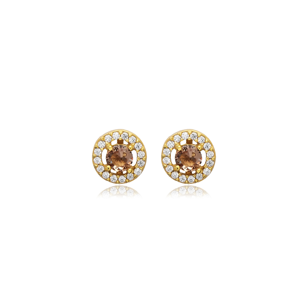 Ø8 mm Tiny Round Zultanite CZ  925 Silver Stud Earrings