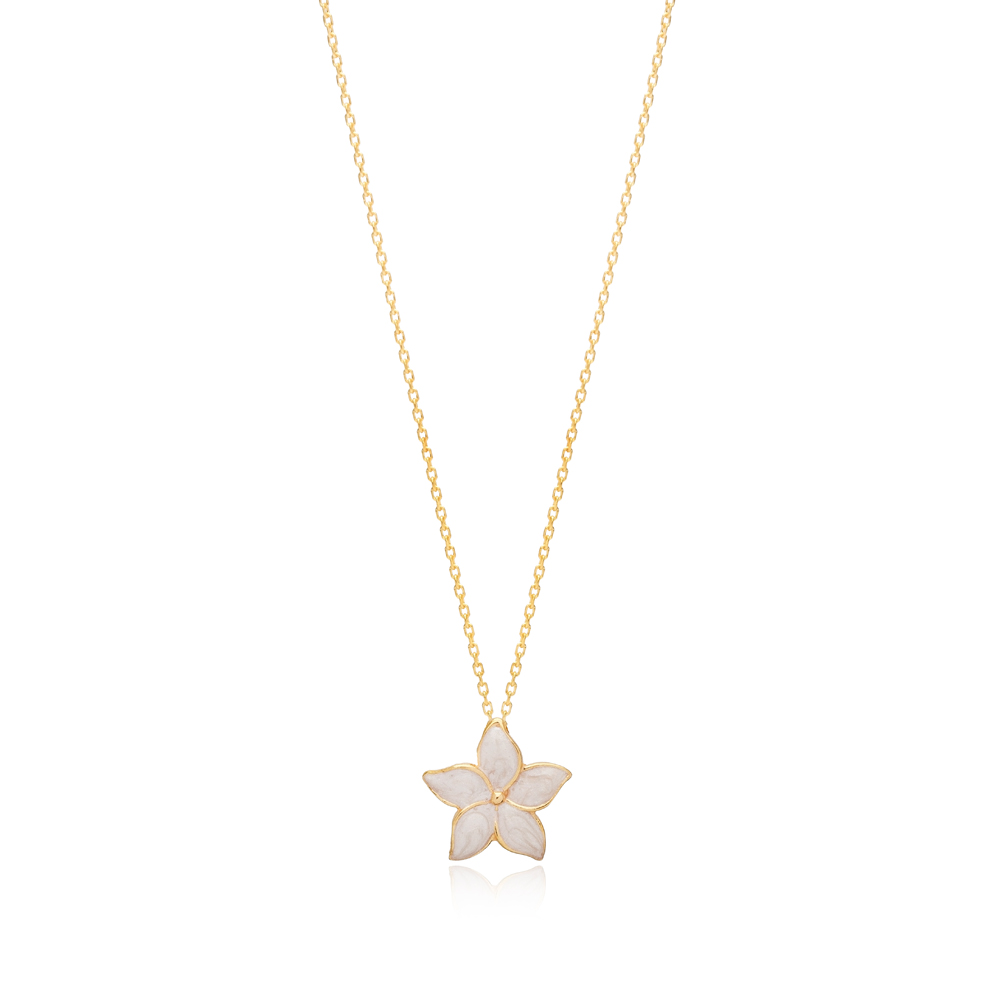 Star Flower Enamel 925 Silver Charm Necklace Wholesale
