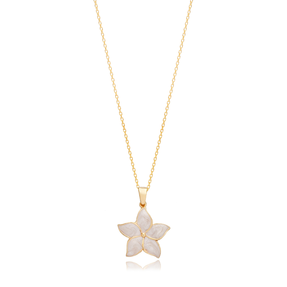 Enamel Star Flower Charm Wholesale 925 Silver Necklace