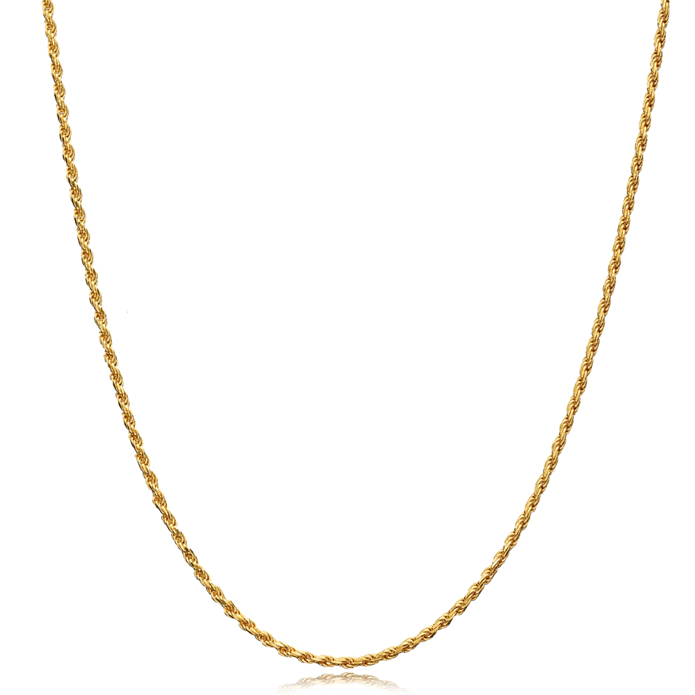 Twisted Gold Plated Chain Silver Necklace 45 cm