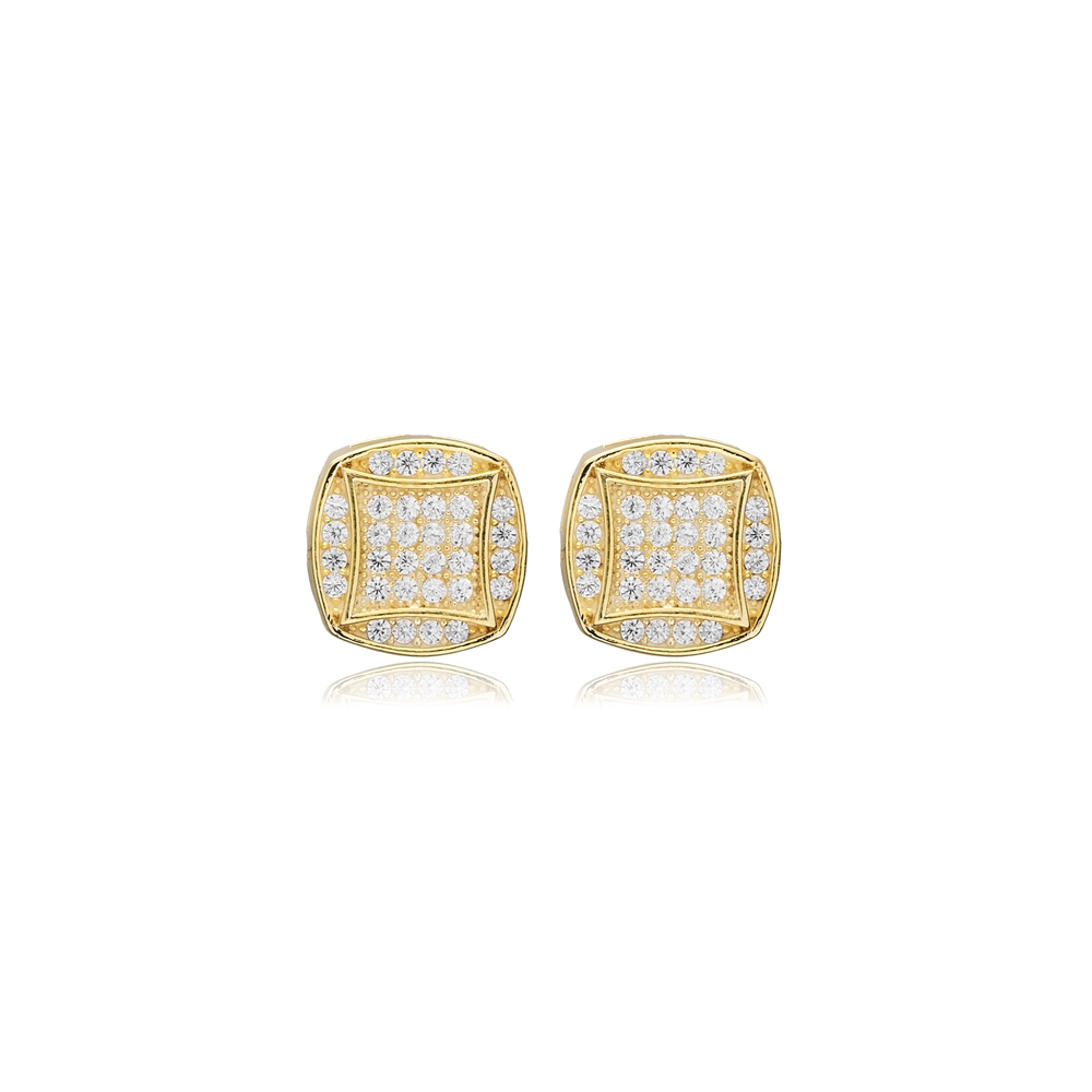 Square 9x9 mm CZ Wholesale 925 Sterling Silver Stud Earrings