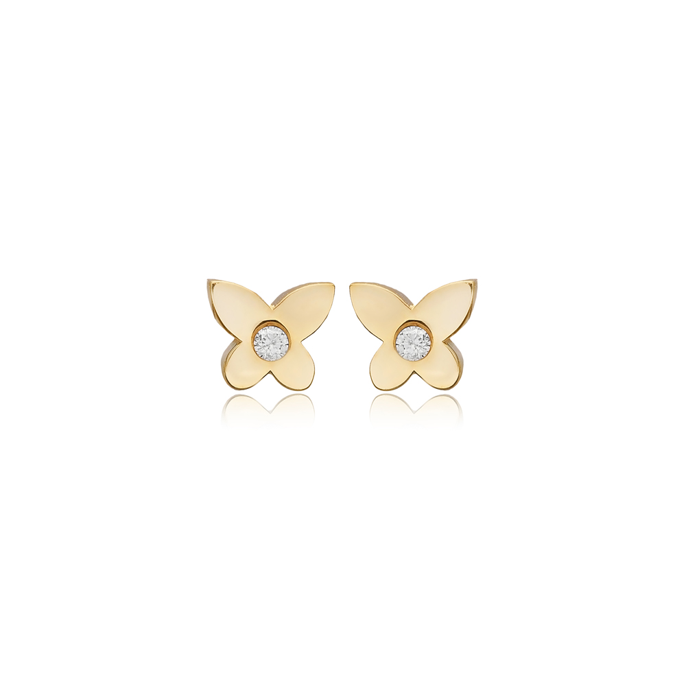 Minimalist Butterfly Shape Jewelry 925 Silver Stud Earrings