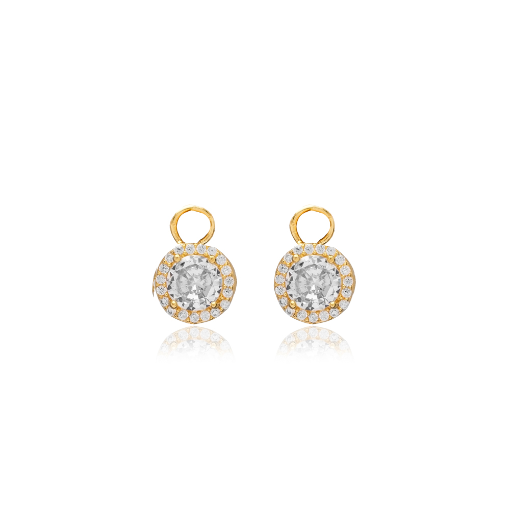 Round Shape CZ Stone Earring Charm