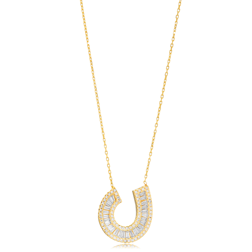 Unique Shape Baguette Trendy Charm Necklace Silver Pendant
