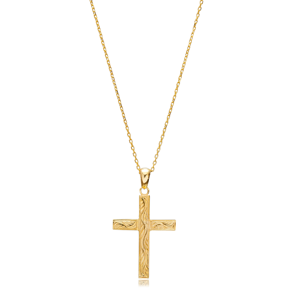 Latin Cross Charm Pendant Silver Necklace Religious Jewelry