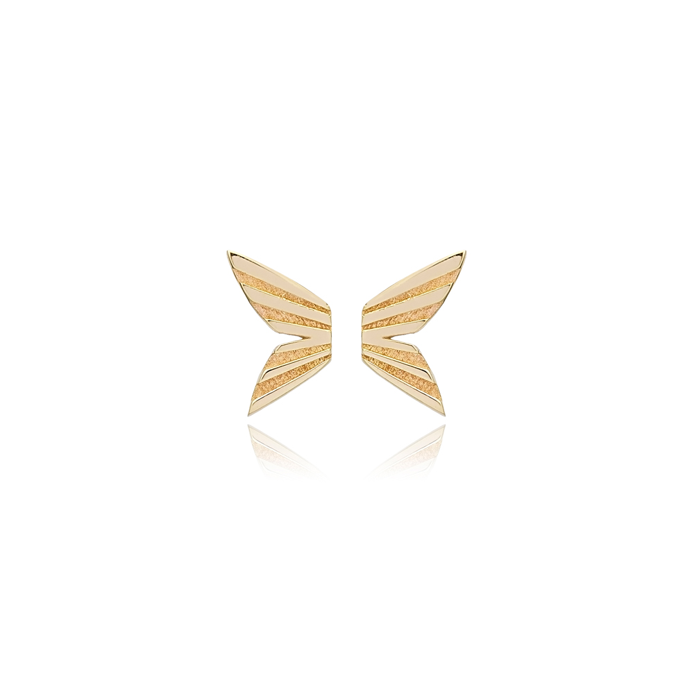 Plain Wings Stud Earrings 925 Sterling Silver Jewelry