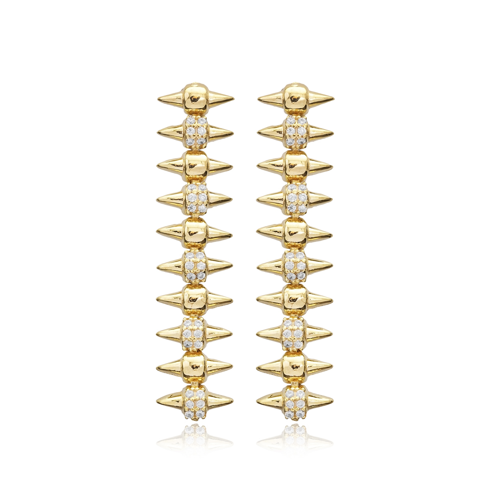 Spike Rivet Design Wholesale 925 Silver Stud Long Earrings