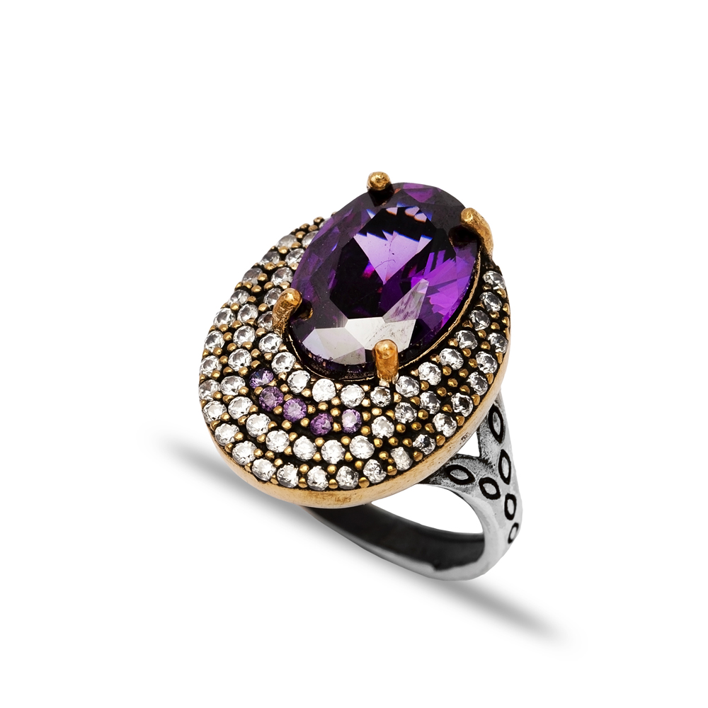 Amethyst CZ Ottoman Design Wholesale Authentic Silver Ring