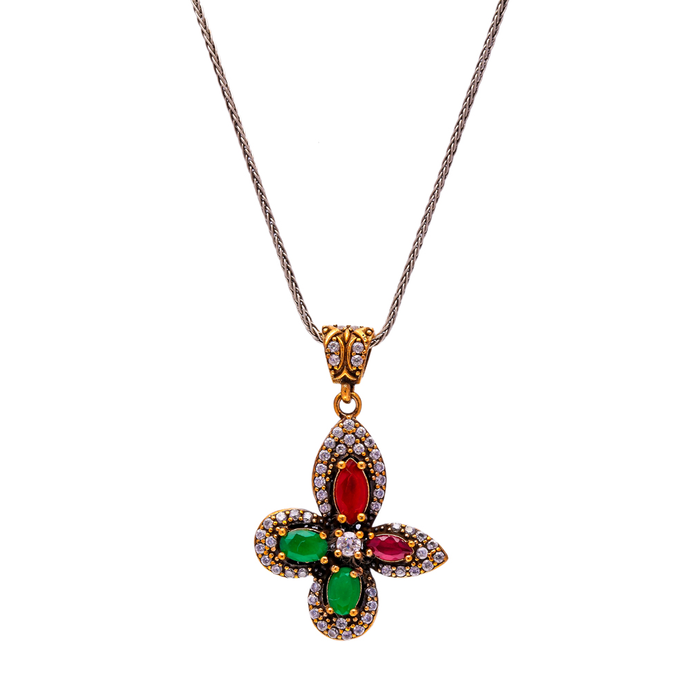 Ruby Emerald CZ Authentic Wholesale Pendant Necklace