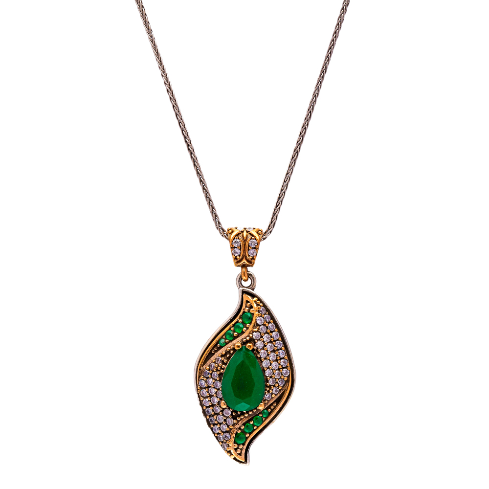 Unique Emerald CZ Authentic Handmade Pendant Necklace