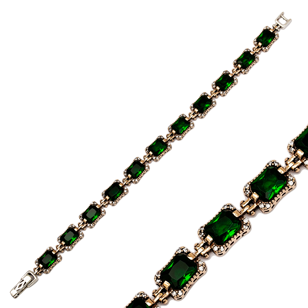 Rectangle Emerald CZ Authentic Handmade Wholesale Bracelet