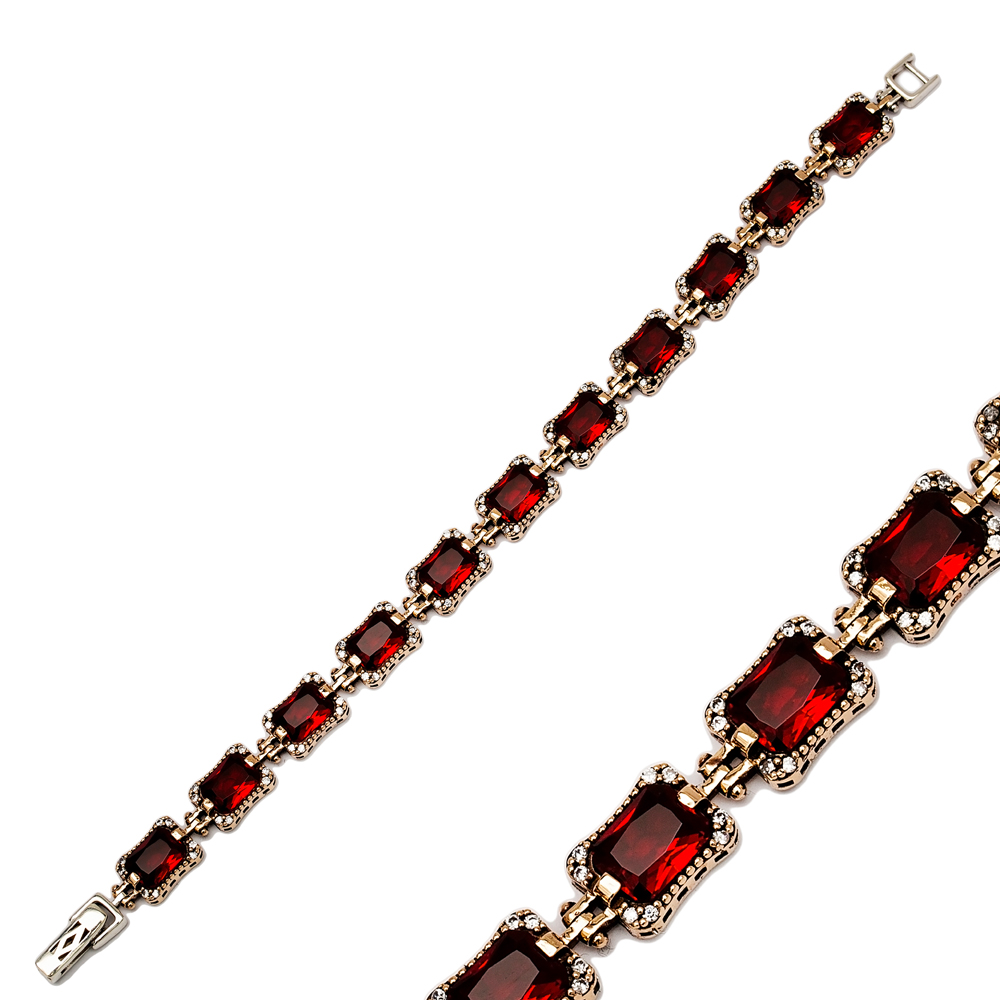 Rectangle Ruby CZ Authentic Handmade Wholesale Bracelet