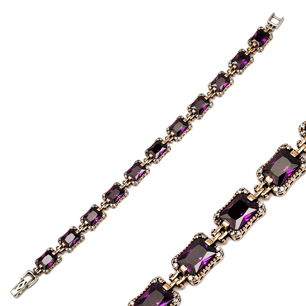 Rectangle Amethyst CZ Authentic Handmade Wholesale Bracelet