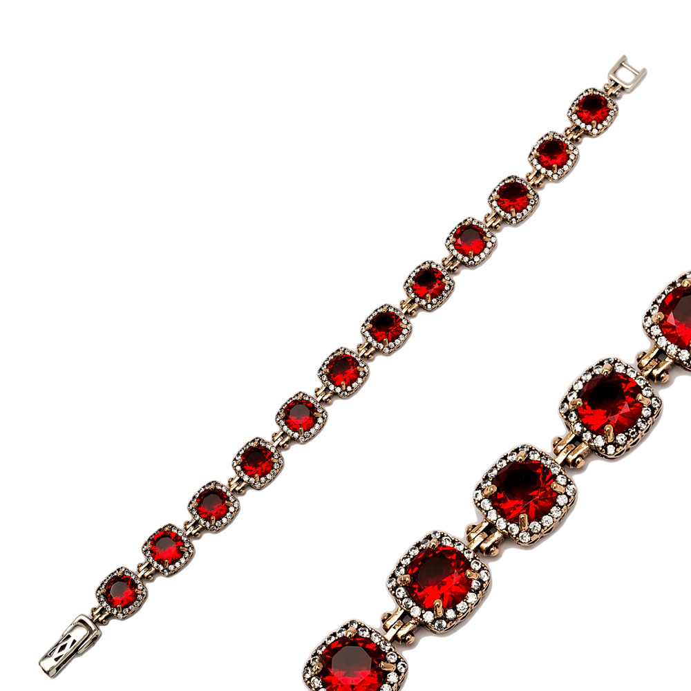 Square Ruby CZ Authentic Handmade Wholesale Bracelet