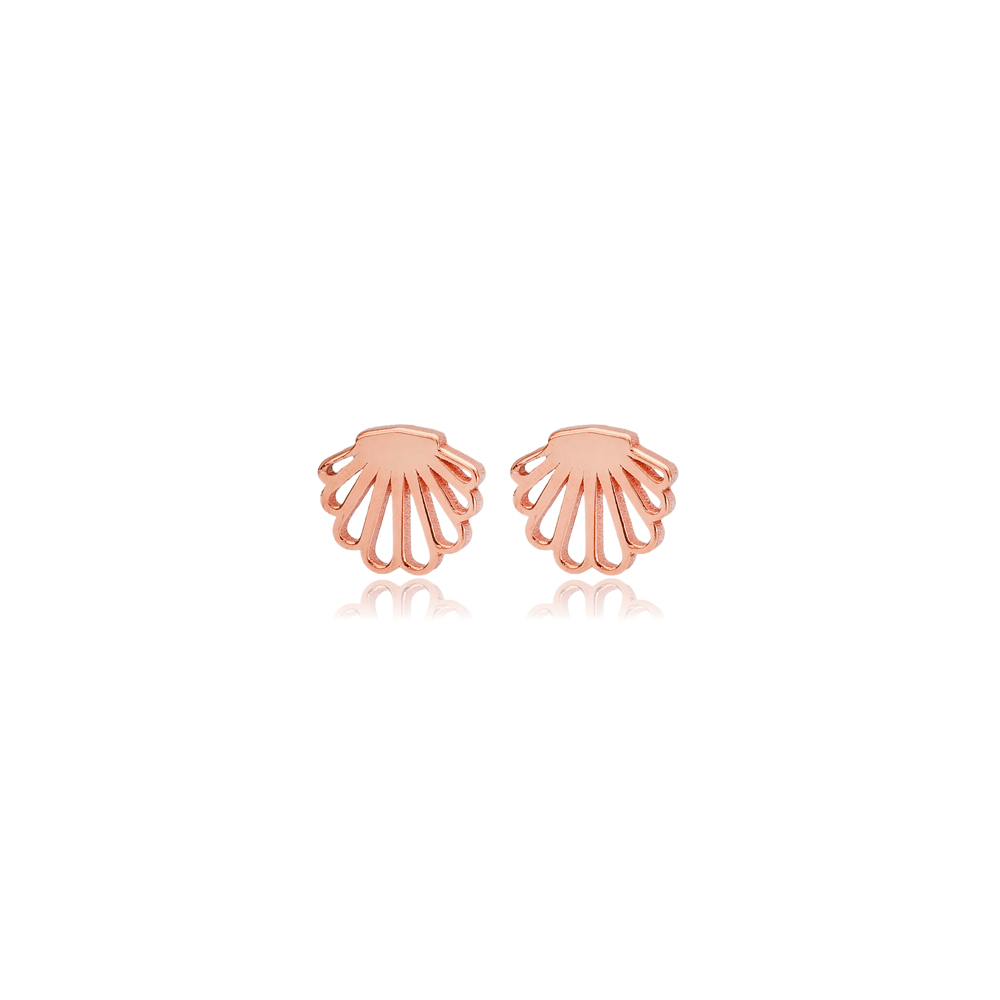 Shell Design Tiny Stud Earrings Silver Wholesale Jewelry