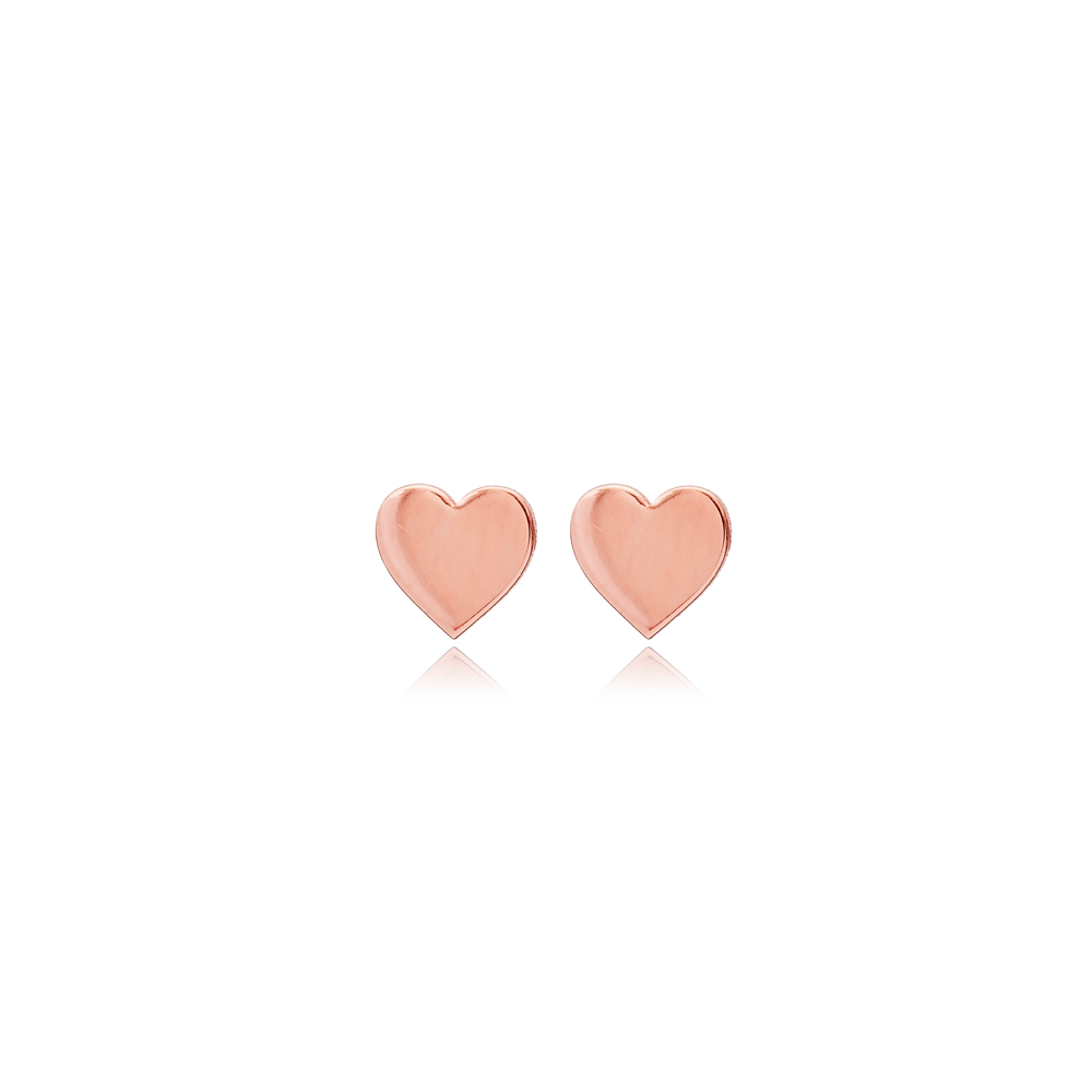 Heart Design Plain Tiny Silver Stud Earrings Wholesale Jewelry