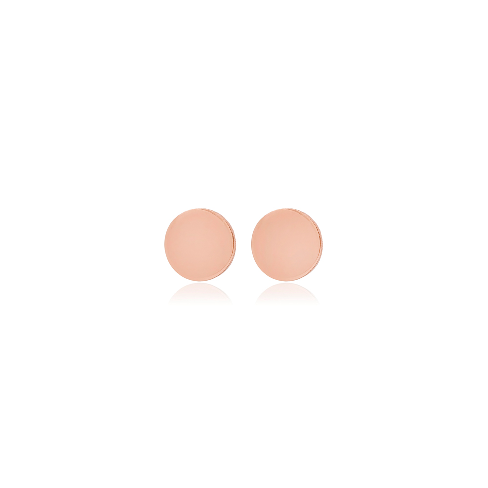 Plain Round Shape Tiny Turkish Jewelry Silver Stud Earrings