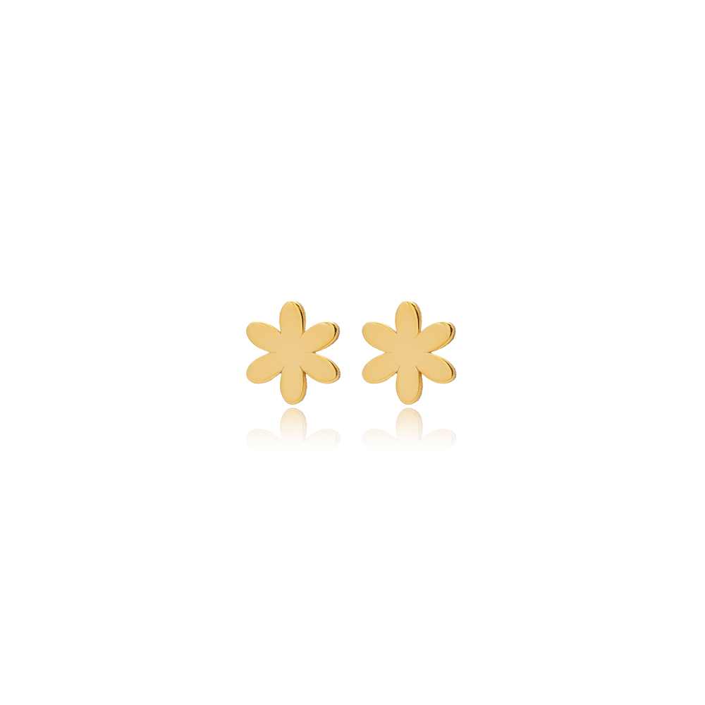 Flower Design Tiny Plain 925 Sterling Silver Stud Earrings