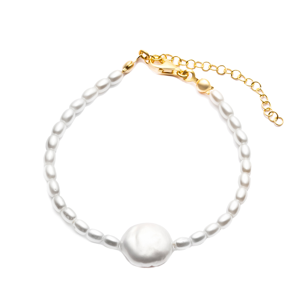 Dainty Pearl Design Silver Charm Jewelry Wholesale Bracelet