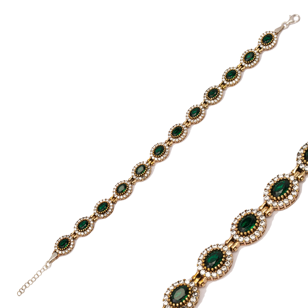 Oval Emerald CZ Authentic Handmade Wholesale Bracelet