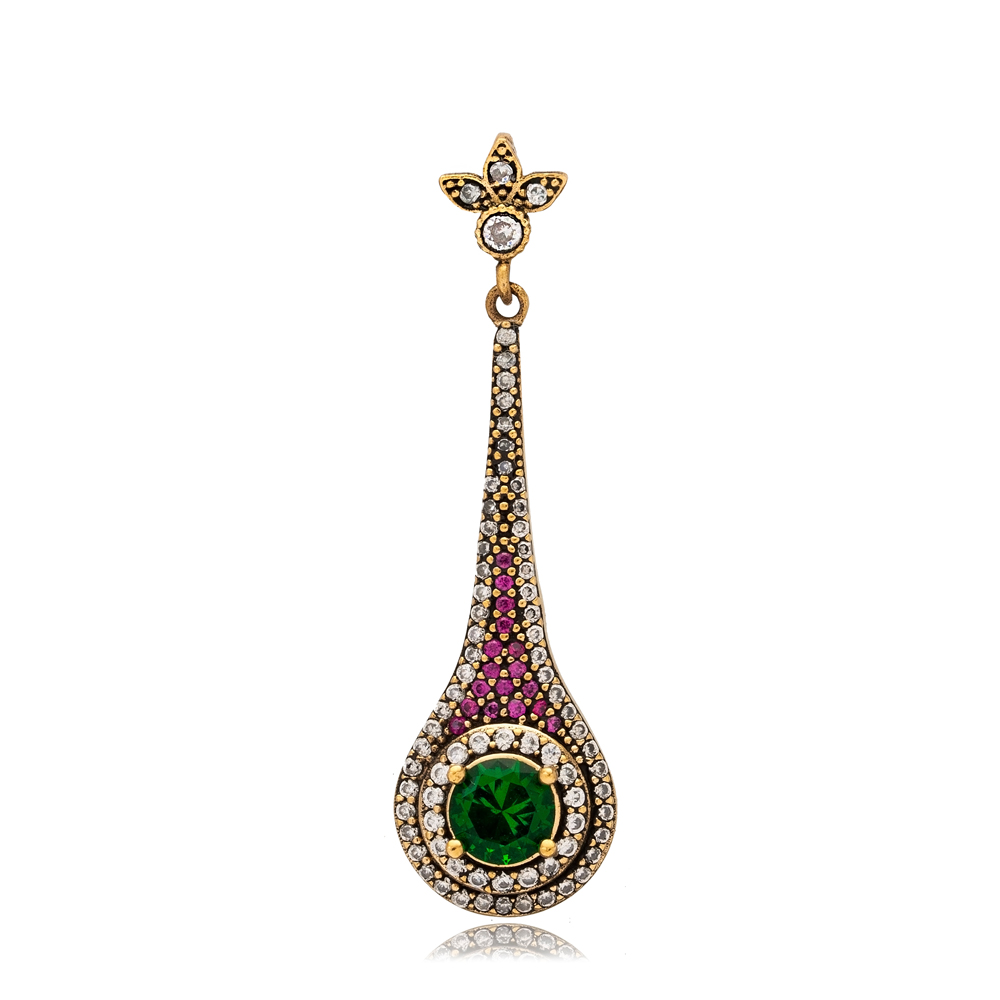 Emerald CZ Round Stone Authentic Handmade Pendant Necklace