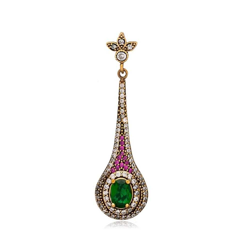 Emerald CZ Oval Stone Authentic Handmade Necklace Pendant
