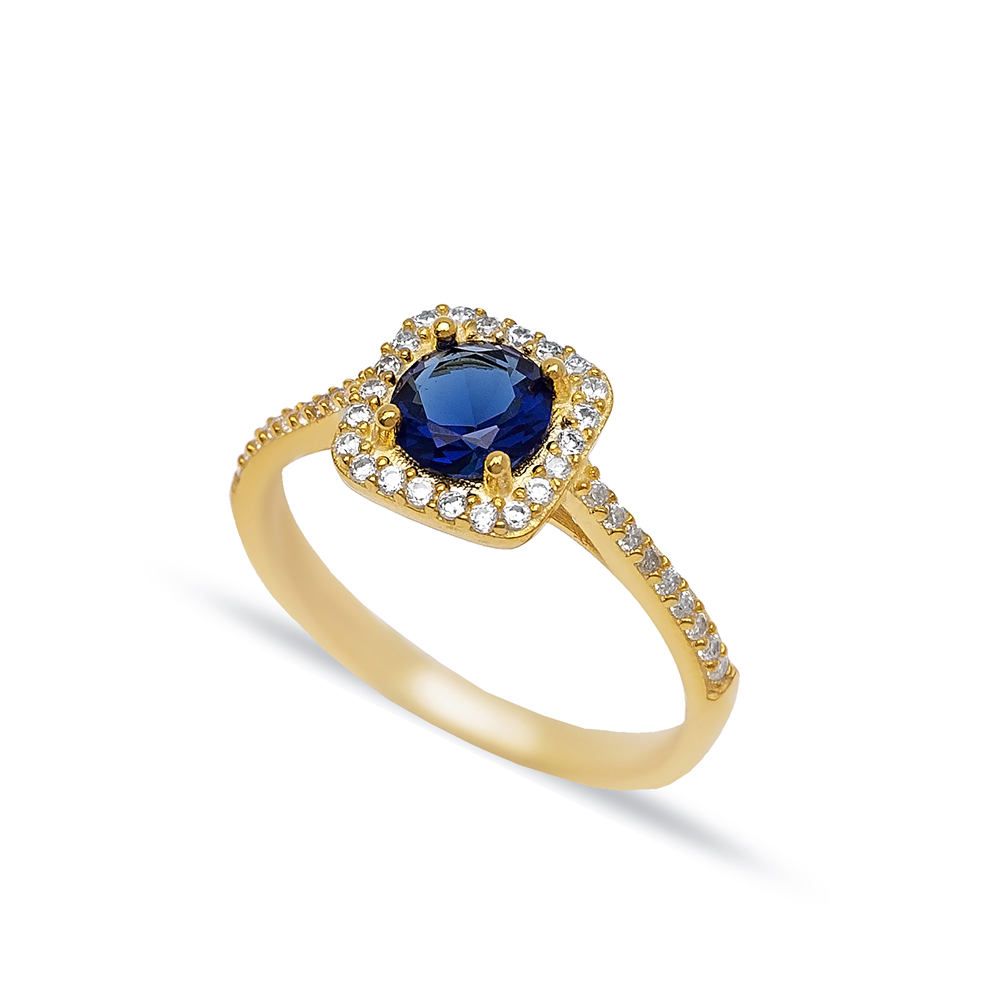 Square Shape Sapphire CZ 925 Sterling Silver Ring Jewelry