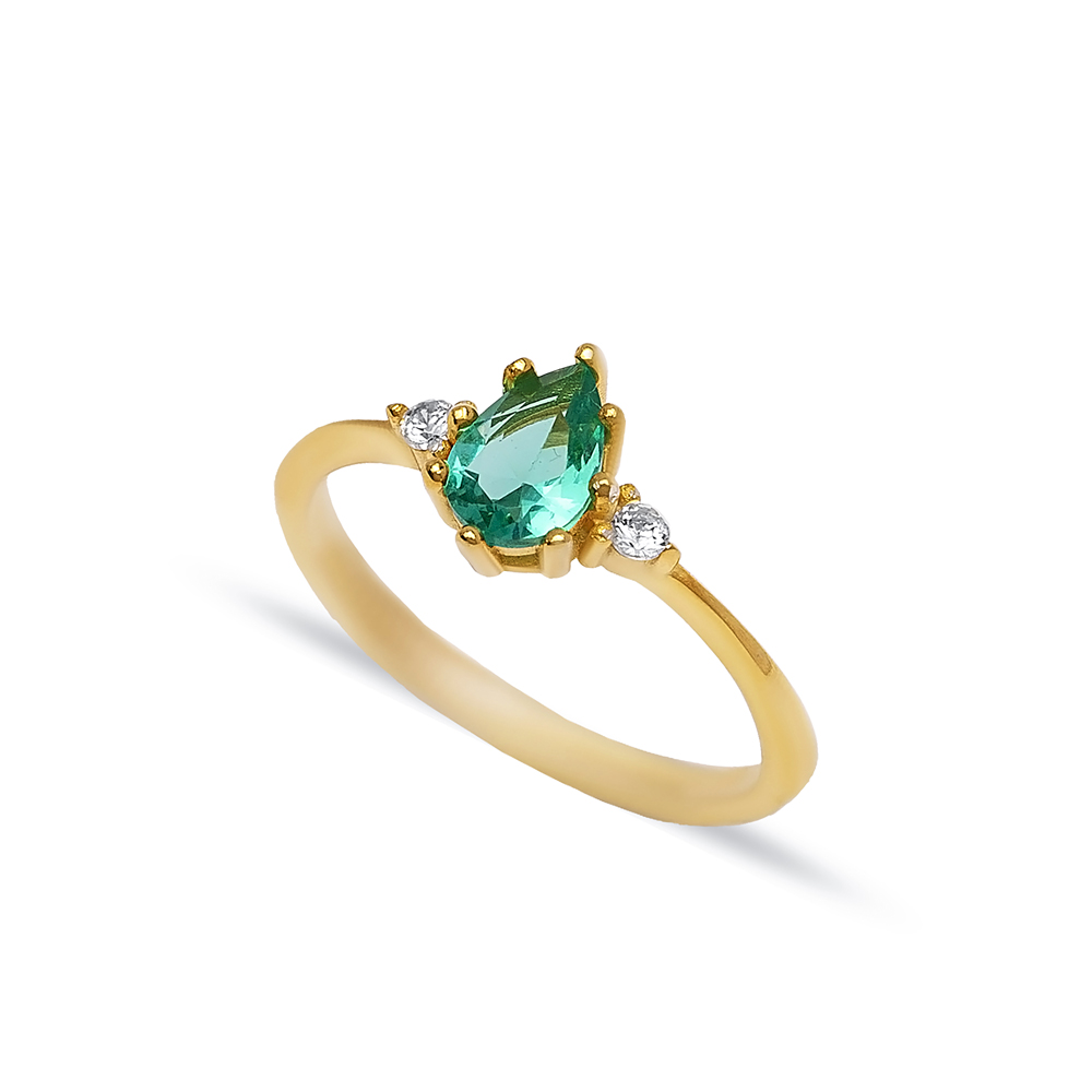 Pear Drop Design Paraiba CZ 925 Sterling Silver Ring Jewelry