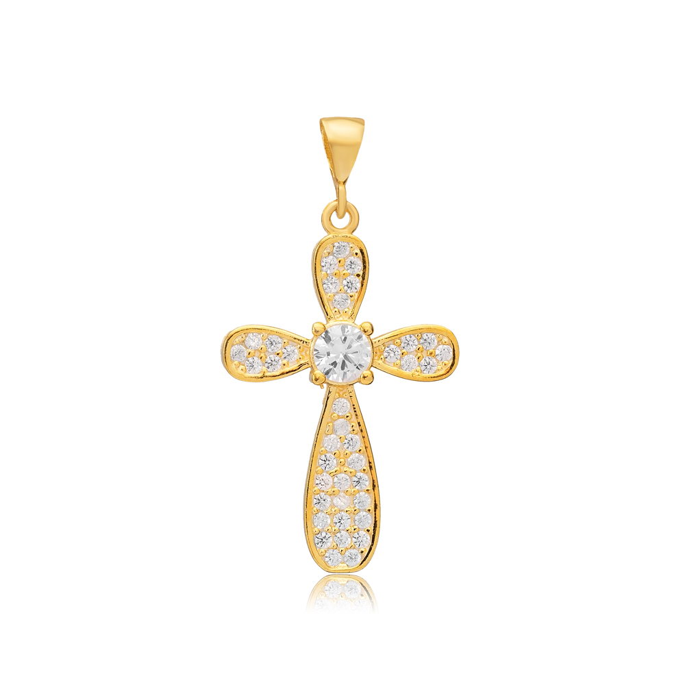 Cross Design Charm Pendant Sterling Silver Religious Jewelry