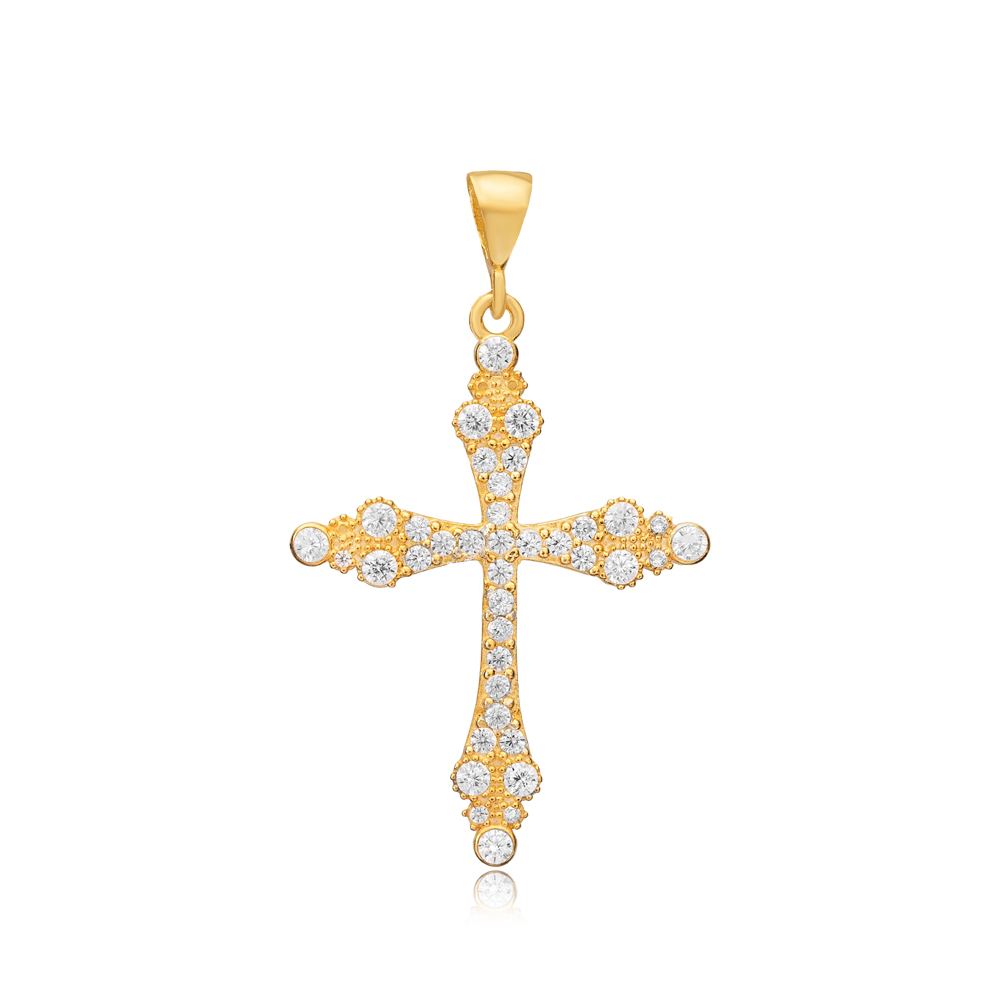 Wholesale Religious Cross CZ 925 Sterling Silver Charm Pendant