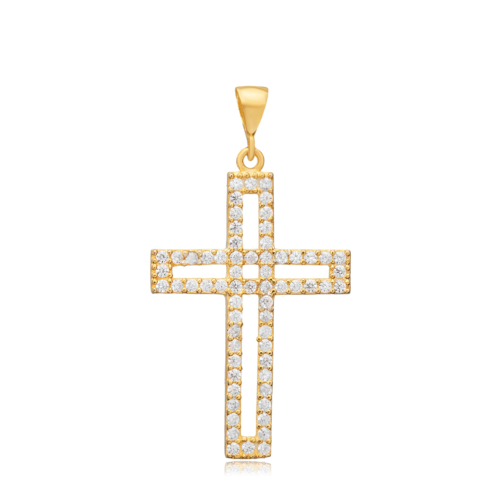 Cross Religious Wholesale CZ Stone 925 Silver Charm Pendant