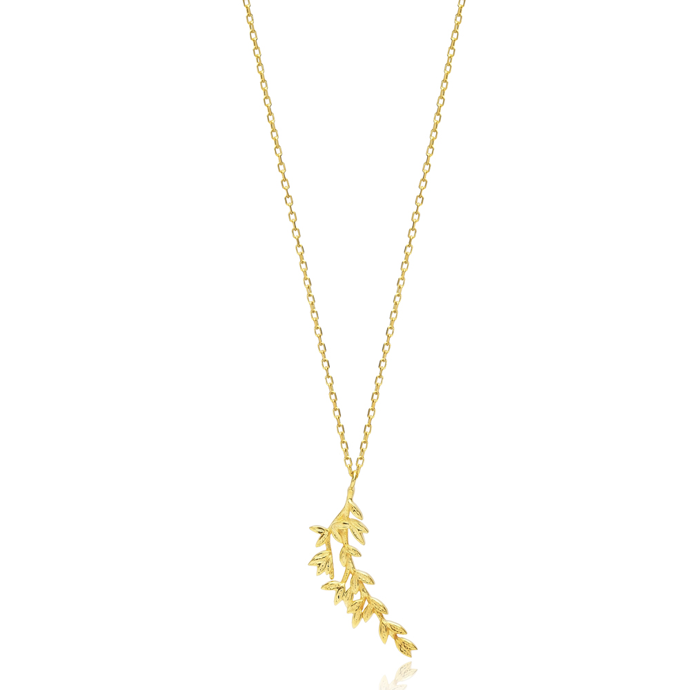 Plain Leaf Design Wholesale Jewelry Silver Charm Necklace